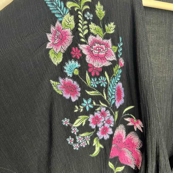 NWT Spiritual Gangster Zella Romper SMALL Black Floral Gauzy Embroidered Crinkle - Picture 8 of 11